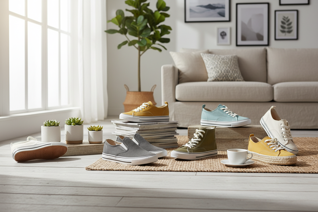 Casual canvas shoes lifestyle banner