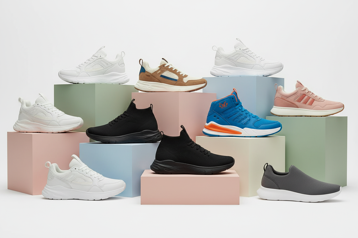 Diverse footwear collection banner